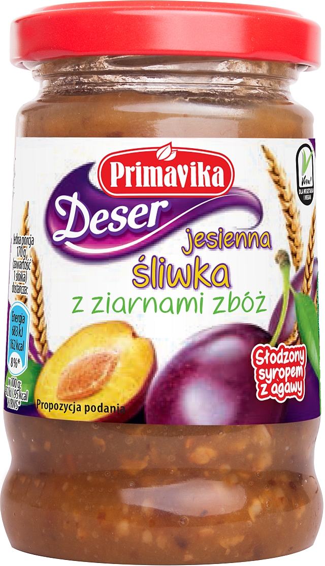 Bezmleczny deser Jesienna śliwka z ziarnami zbóż